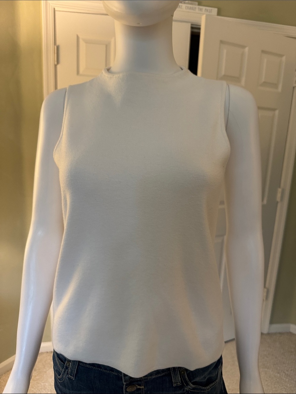 Milly funnel neck shell. Viscose/poly size small. Off white tags on